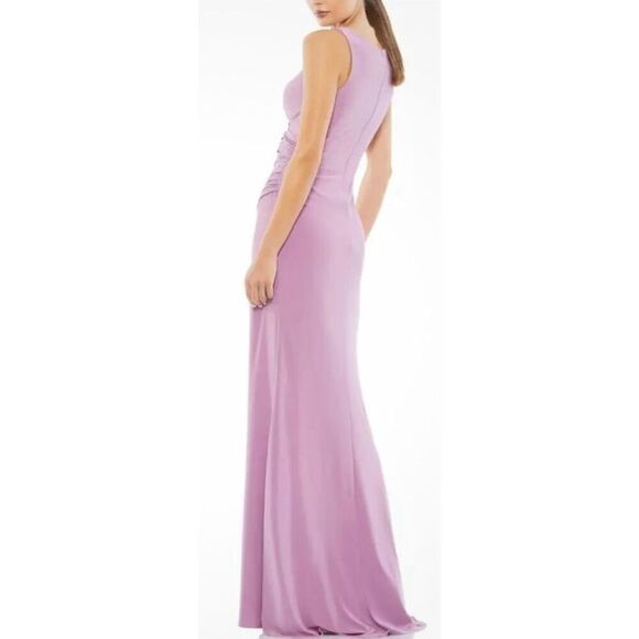 IEENA Mac Duggal V-Neck Ruched Stretch Jersey Gown in Lilac NWOT Size 6 - Picture 2 of 6